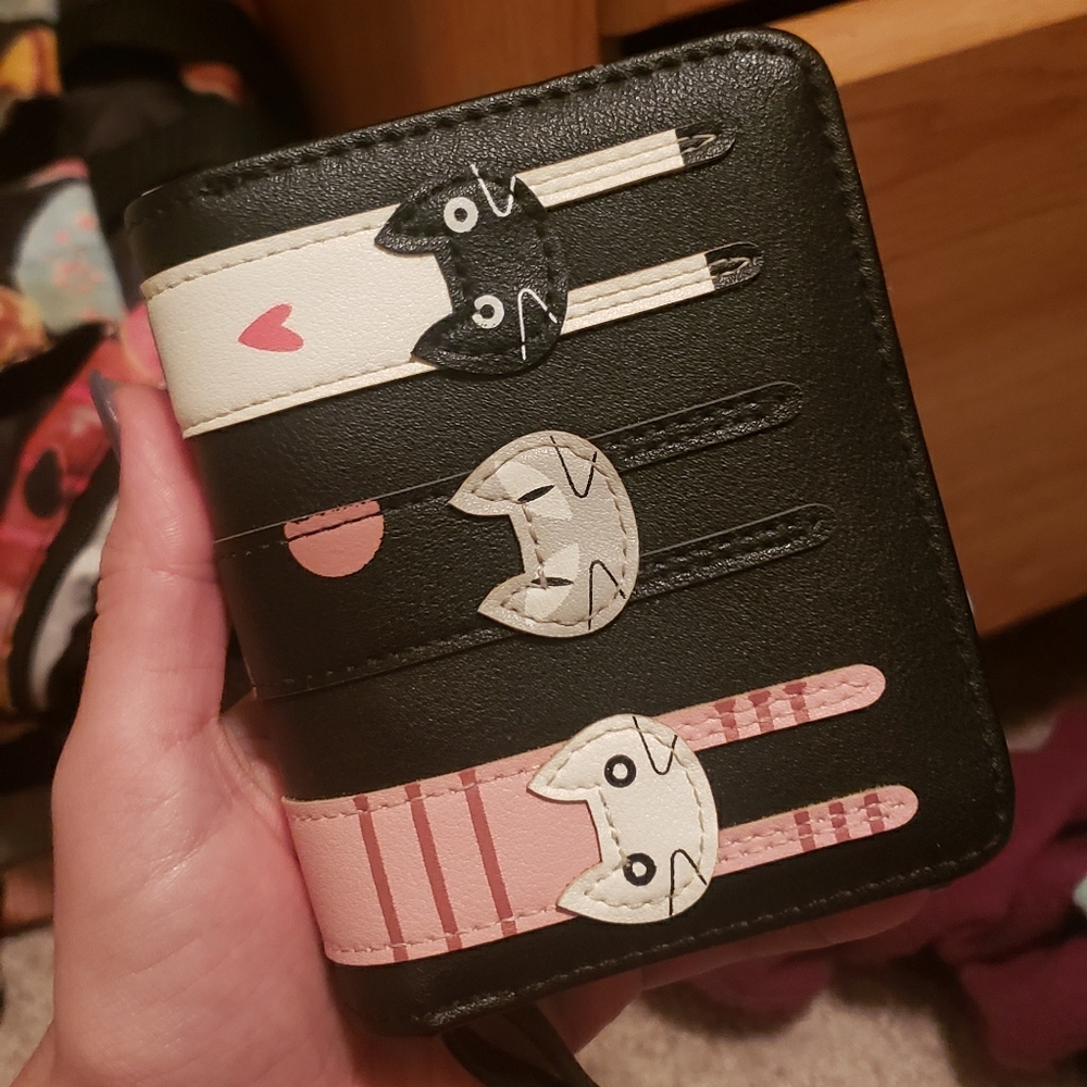 Super cute cat faux leather wallet